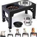 Heeyoo Elevated Dog Bowls  5 Adjustable Heights Stand, 2 Stainless Steel Bowls & 1 Slow Feeder, 3.2" to 12.2" for Small to Large Dogs