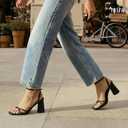 IDIFU IN3 Chunky Strappy Heels for Women High Block Open Square Toe Heel Dressy Ankle Strap Heeled Sandals Dress Shoes for Women Wedding Bridal Office Prom Shoe Thick Heels, 5