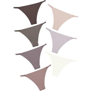 2 x DEANGELMON Women String Bikini Panties Seamless Underwear Microfiber No Show Invisible Stretchy Soft Pack (L)