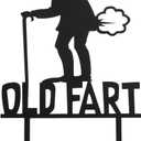 2 x Acrylic Old Man & Woman Birthday Cake Topper - Humor Decoration, Black