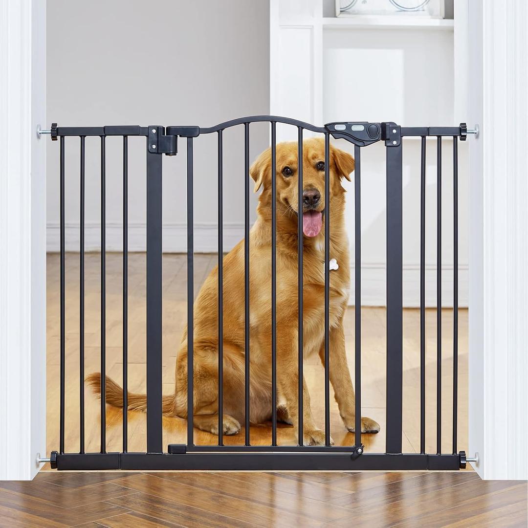 InnoTruth 29-39.6 Baby Gate for Stairs & Doorways, 30" Tall Pressure Mount Pet Gates, Easy Step Auto Close Both Sides Walk Thru Child Gate, Dual-Lock Safety Design and One-Hand Operation, Black