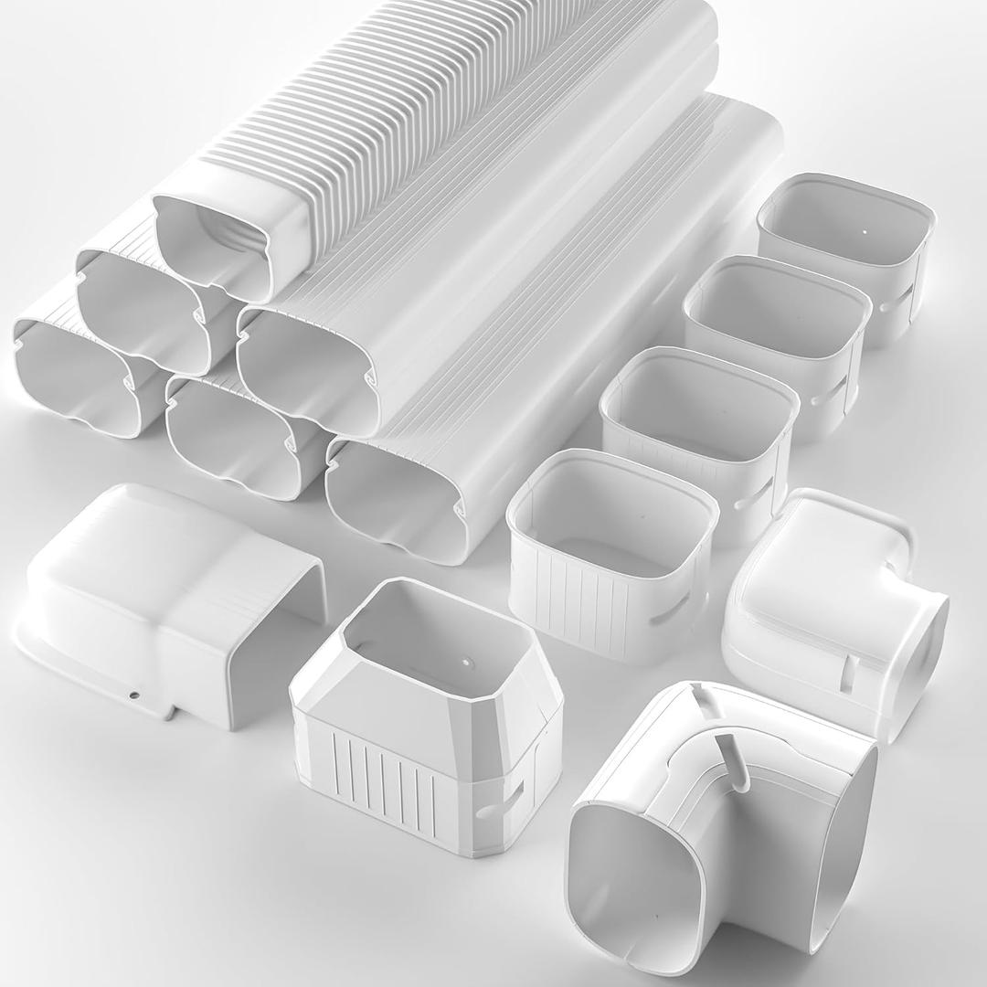 5'' 20Ft Mini Split Line Set Cover Kit for Minisplit Ductless Linset Air Conditioners and Heat Pumps, Central AC Decorative Upgraded UV-Proof Strong & Durability PVC Pipe