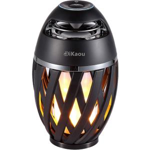 LED Flame Outdoor Table Lamp Torch Table Lamp with Blutooth Speaker, Rechargeable Ambience Lantern with Flickers Warm Light for Patio/Porch/Home Decor, Best Gift for Men Women Teens Kids