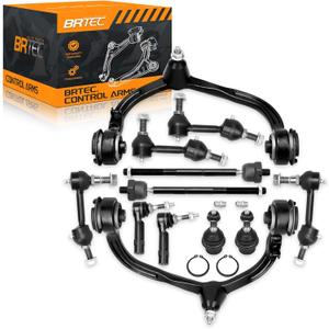 12PC Front Upper Control Arms Kits Compatible with Ford Expedition 2003-2004; Lincoln Navigator 2003-2004 - Front End Suspension kit + Outer Inner Tie Rod Ends Lower Ball Joints Sway Bar Links