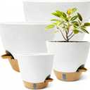 MNKXL 4-Pack Large Self Watering Pots for Indoor Plants, 12/10/9/8 Inch Planters with Visible Water Level Window, Automatic Watering System for Monstera, Fiddle Leaf, Herbs, Succulents, White