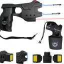 Heavy Duty Stun Gun for Self Defense,15 Foot Range, 1.80 C Painful,LED Flashlight,Rechargeable Stun Gun for Man and for Woman,Free Holster Included - Design Patent Pending