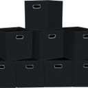Fabric storage bins Cubes, Fabric Cube Organizer with Handle, Foldable Cube Bins for Cloth or Accessary Storage, 11x11x11, Set of 8, (Black)