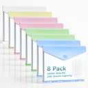 11-Hole Binder Pockets, Letter/A4 Size for 2/3/4 Ring Binder, 8PCS Plastic Expanding File Folders with Label & Hook-Loop Closure, Waterproof, 200-Sheet Capacity, Home School Office Supplies