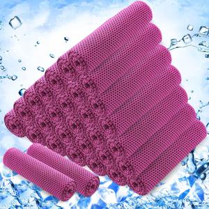 Hosuly 30 Pack Cooling Towels, 40"x12" Ice Breathable Soft Chilly Sweat Rag Microfiber Workout Rags for Gym Cooling Towels for Neck and Face for Yoga Golf Sport Running (Rose Red)