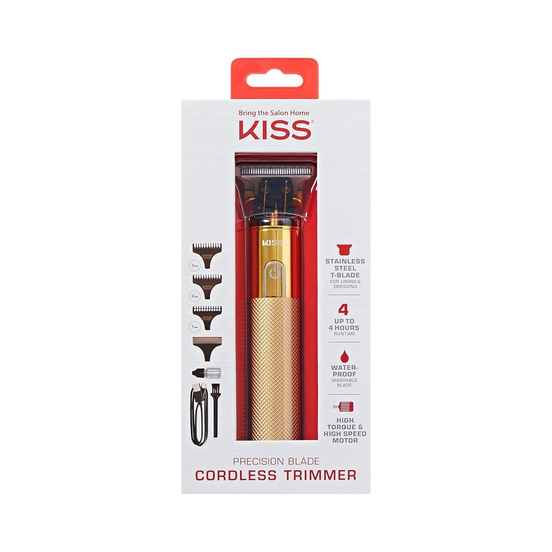 KISS Precision Blade Cordless Trimmer with Stainless Steel T-Blade, Powerful High-Torque, High-Speed Motor, 3 Attachments & Cover, USB Cable & Long-Lasting Lithium Ion Battery