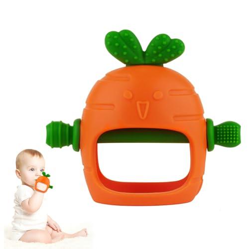 Chuya Silicone Baby Teething Toys Teether for Babies 0-24 Months Carrot Hand Teethers Teething Relief Sore Gums Baby Toys for Infants