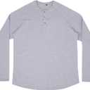 Year In Year Out Big and Tall Henley Shirts for Men Cotton Long Sleeve T Shirts for Men from 2XL(T) to 6XL(T) (Gray, XXXL)