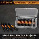 15-Piece Torx Bit Set, LATTOOK Double-ended Security Torx Bit Set Tamper Proof Star Bits, Magnetic S2 Steel, 3'' Long