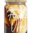 16 oz Iced Coffee Cup with Bamboo Lids and Straws | Mason Jar Cups & Iced Coffee Tumbler with Lid and Straw | Glass Cups for Coffee, Boba Cup | Beer Can Glass & Smoothie Cup - Good Morning