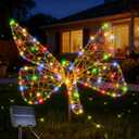 Lomotech Solar Garden Lights - 18" 240 Leds Foldable Outdoor Butterfly Garden Decor, Waterproof Larger Outdoor Solar Lights with Iron for Garden Patio Yard Lawn Pathway Decorations (Multicolor)