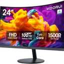 KOORUI 24 inch Curved Monitor, Full HD 1080P Curved Computer Monitor, 100Hz 1500R PC Screen, TV Rheinland Certified, HDMI VGA, Tilt Adjustment, LCD Display, Eye Care, Black 24N5CA