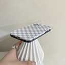 Cold Gray Checkered Print Phone Case Compatible with iPhone 13 Pro 6.1 inch Chessboard Soft Slim Thin ins Frame Design Girls Women Stylish IMD Protective Back Cover Casing(Grey Chessboard)