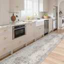 GENIMO Runner Rug 2'6''x12, Non Slip Vintage Hallway Runner Rugs, Low Pile Lightweight Machine Washable Mat for Hallway, Entryway, Bedroom, Kitchen and Corridor, Light Taupe Brown