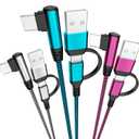 QQLIKE USB C Cable, 60W 90Right Angle Type C Charger Fast Charging Cord [3-Pack,6FT] 2 in 1 Multi USB A/C to USB-C Cables for iPhone 15 Pro Max iPad Pro AIR/Mini 6 MacBook Galaxy S23/S22