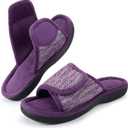 RockDove Women's Adjustable Wrap Memory Foam Slide Slipper (7-8, Eggplant)