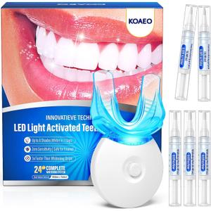 Teeth Whitening Kit with LED Light 3 Whitening Gel Pens + 2 Desensitizing Pens 35% Carbamide Peroxide Whiten Teeth in 7 Days Safe for Sensitive Teeth & Enamel, 0.7 Fl Oz (Mint)