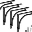 Classic Shelf Bracket Set by Balin Designs (Black) for 6 inch, 8, 10 inch Mantel Shelves L Brackets  Heavy Duty Decorative Metal Supports  Easy Installation with Hardware Included - Set of 4 (8 Inch, Black Classic)