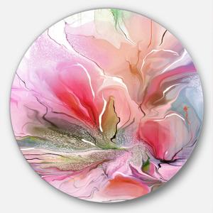 Designart Floral round metal wall Art - Lovely Painted Floral round wall art, Modern Round metal wall art with Glossy Coating - Purple Metal wall art decor for Bedroom, Dining Room, Bathroom, Living Room Decor - Round 23" x 23"