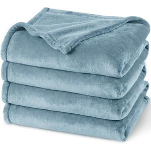 PHF No Shed No Pilling Fleece Blankets King Size -Ultra Soft Lightweight & Cozy Bed Blanket, Plush Anti-Stati Microfiber, Room Home Decor Gifts for Women and Men, 108" x 90", Dusty Blue