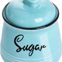 HAOTOP Farmhouse Porcelain Sugar Bowl with Lid and Spoon 12oz,Easy to Clean (Turquoise)