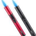 Urgrette 2 Pack Butane Torch Lighters, 6-inch Refillable Pen Lighter Adjustable Jet Flame Butane Lighter for Grill BBQ Camping (Gas Not Included)