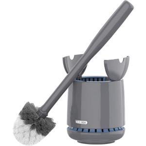 MR.SIGA Toilet Bowl Brush and Holder, Premium Quality, with Solid Handle and Durable Bristles for Bathroom Cleaning, Gray, 1 Pack