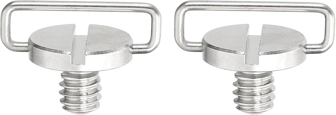 PATIKIL Camera Neck Strap D Ring Screw Holder 1/4", 2Pcs Stainless Steel Camera Fixing Screws for Wrist Strap Sling Tripod DSLR, Silver