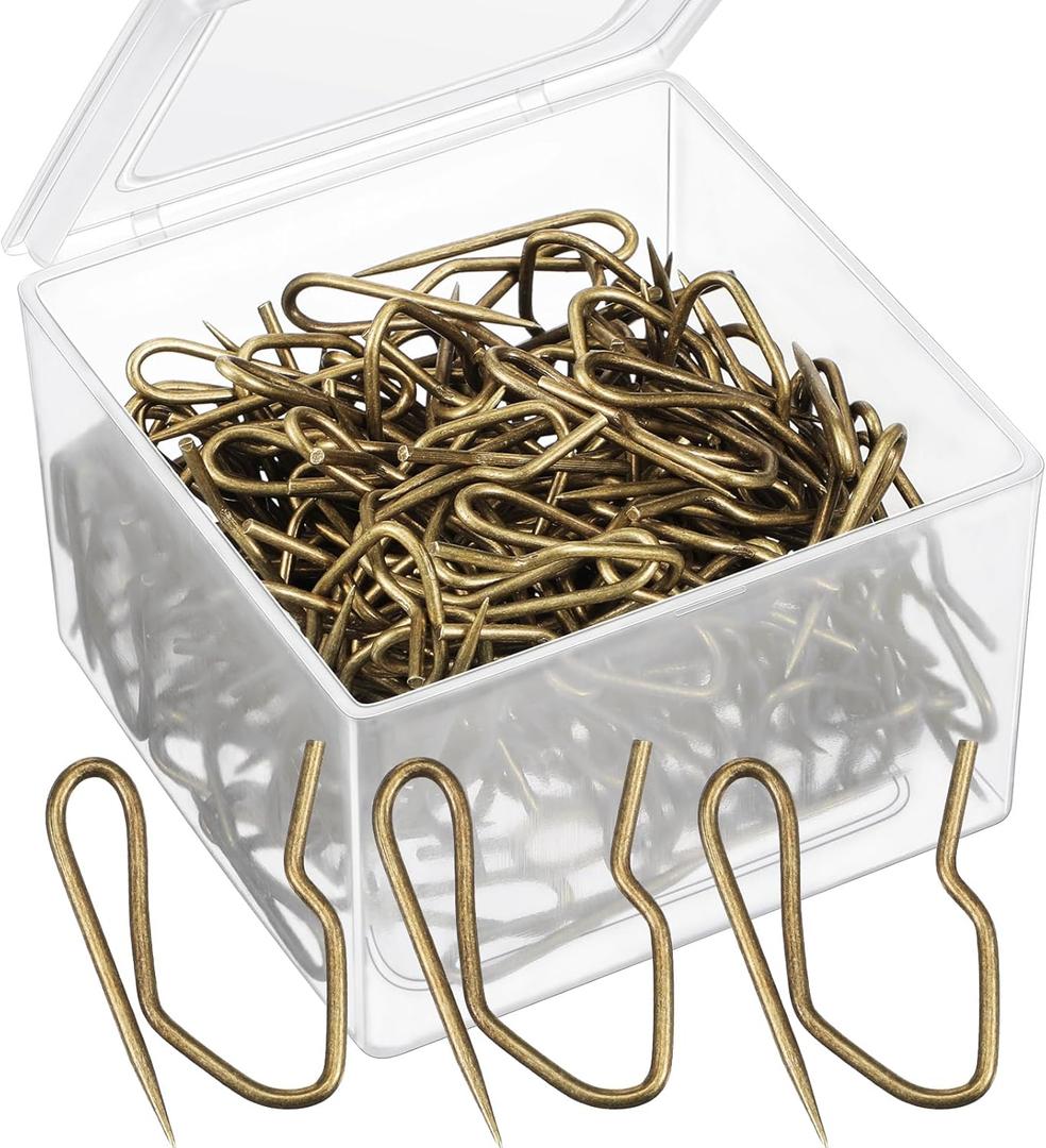 Outus 58 Pack Metal Curtain Hooks Pin On Drapery Hooks 1.2 x 1 Inch for Window,Door,Shower Curtain(Oil-Rubbed Bronze)