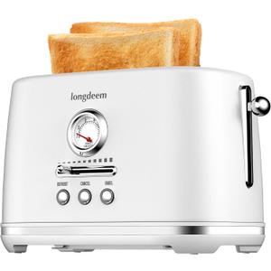 2 Slice Toaster with Extra Wide Slots & Removable Crumb Tray 6 Browning Options, Auto Shut Off & Frozen Function, Toast Fruit Bread, Bagel & Waffle, White (12.14x7.77x7.26 inch)