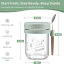 4 Pack Overnight Oats Containers with Lids and Spoons, 16 oz Glass Mason Jars with Airtight Lids, Overnight Oats Jars for Milk, Cereal, Fruit