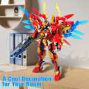 TIALLOW Fire Phoenix Mech Sets 2in1 Building BlocksTransforming Robot Building Kits with Vermilion Bird ModelChristmas Birthday Gift for Adults Kids Boys Ages 8-14531 Pieces (Vermilion Bird), Large
