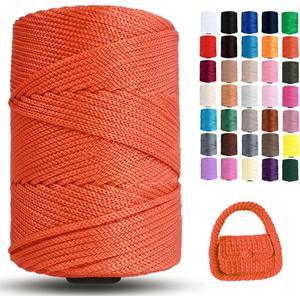 Polyester Macrame Cord 3mm x 251 Yards, Braided Crochet Yarn, Polypropylene Rope Crochet Bag Cord for Wall Hangings, Bag, Plant Hangers, Hats, Underplate, DIY Crafts, Gift for Knitter