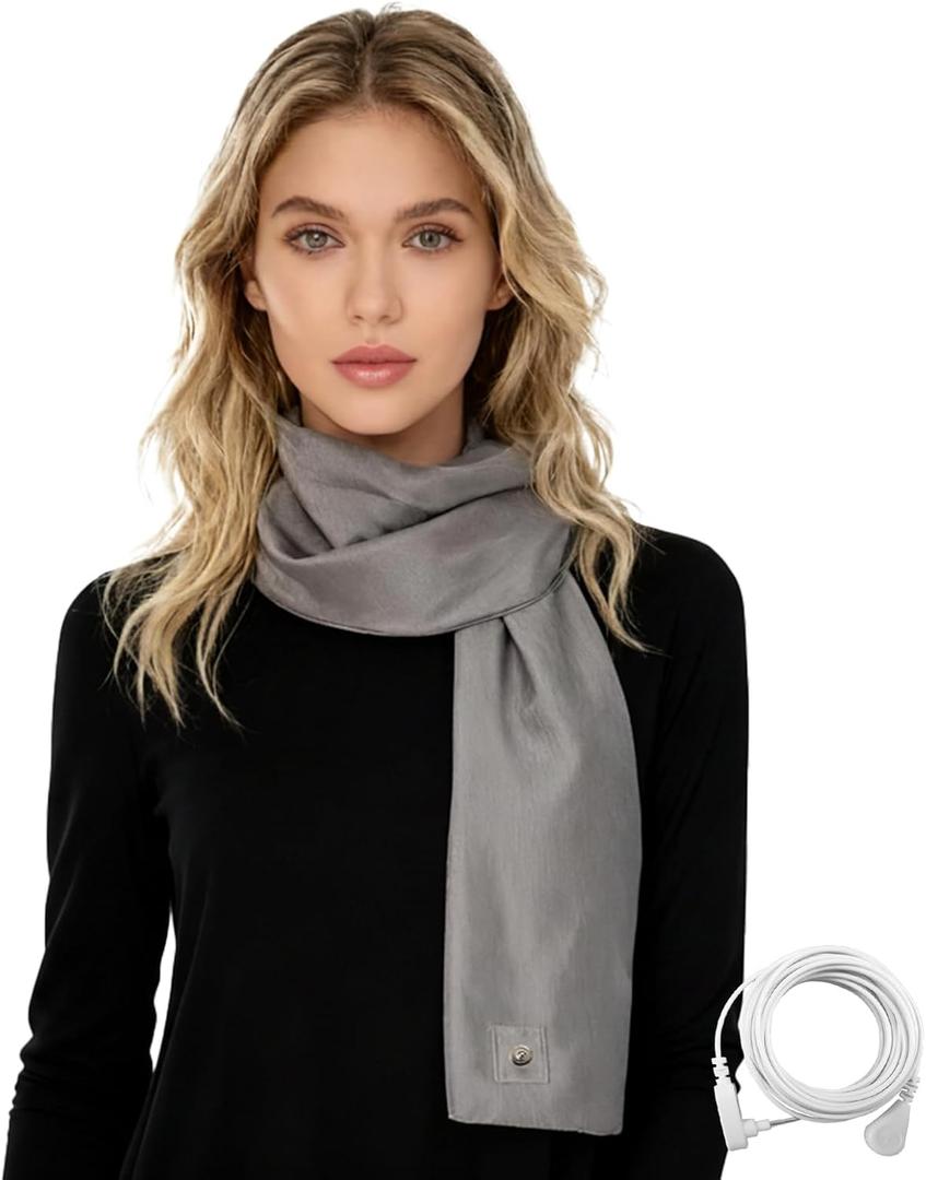 EMF Shielding Grounding Scarf with Silver Fiber Faraday Fabric for Earth Connection & Anti-Radiation (39.5"x4.5") |Unisex Design