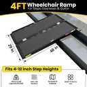 4FT Portable Wheelchair Ramp with Quick-Lock, Black Seamless Non-Slip Aluminum Folding Handicap Ramp,Threshold Ramp for Doorways, Wheel Chair Ramp for Home Steps, Loading Dock Plates