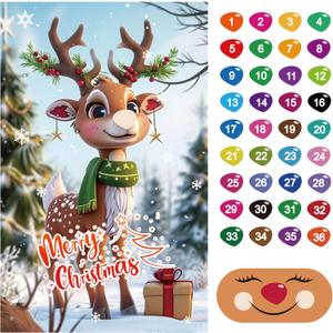 Christmas Series Pin The Nose On The Reindeer,Classic Game for Kids and Adults in Christmas Party Home Family Gathering Theme Party