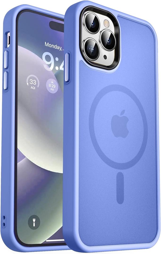 MOCCA Strong Magnetic for iPhone 14 Pro Max Case [Compatible with Magsafe] [10FT Military Grade Protective] Translucent Matte Slim Shockproof Case for iPhone 14 Pro Max 6.7" -Blue