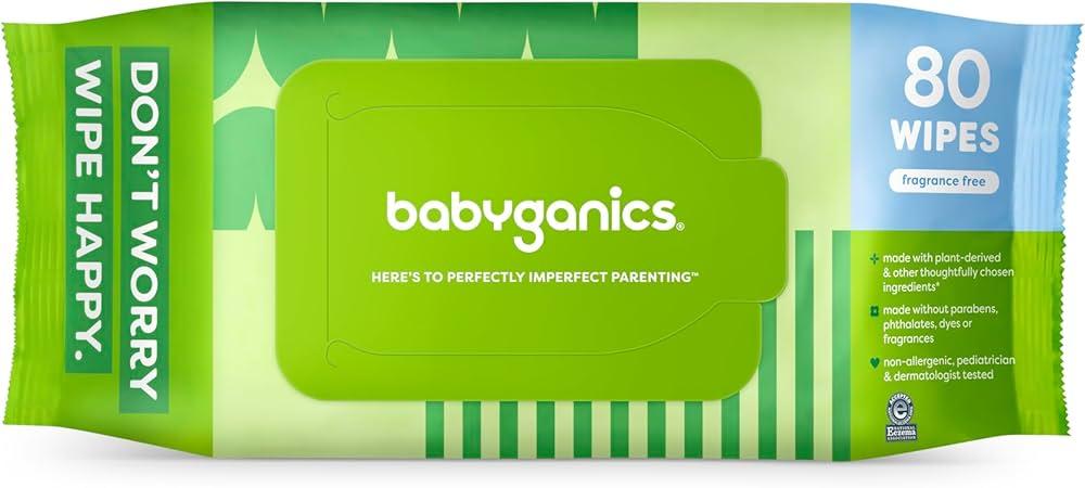 Babyganics Baby Wipes, Unscented Diaper Wipes, 5 packs
