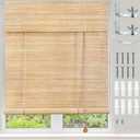 22.5" W*48" H Bamboo Blinds, Light Filtering Roll Up Roman Shades, Wooden Sun Roller Shade for Interior Windows, Ideal for Home Patio Porch Privacy Protection, Easy Installation