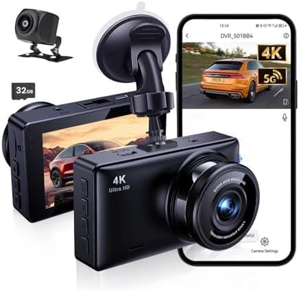 Dash Cam Front and Rear, 2.5K+1080P Dual Dash Camera for Cars, 3’’ Display Mini Car Camera, G-Sensor Dashcam, Night Vision, 24H Parking Mode, Loop Recording, 170°Wide Angle, 32GB Card Included