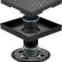Matte Black Shower Drain with Flange, HIDROP SUS 304 Stainless Steel 6 inch Square Shower Floor Drain with Removable Hair Strainer