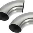 X AUTOHAUX 2pcs OD 2.25 Inch 90 Degree 1.5mm Thickness Mandrel Bend Elbow SS304 Stainless Steel Bend Tube Exhaust Elbow Pipe for Car Modified Exhaust System