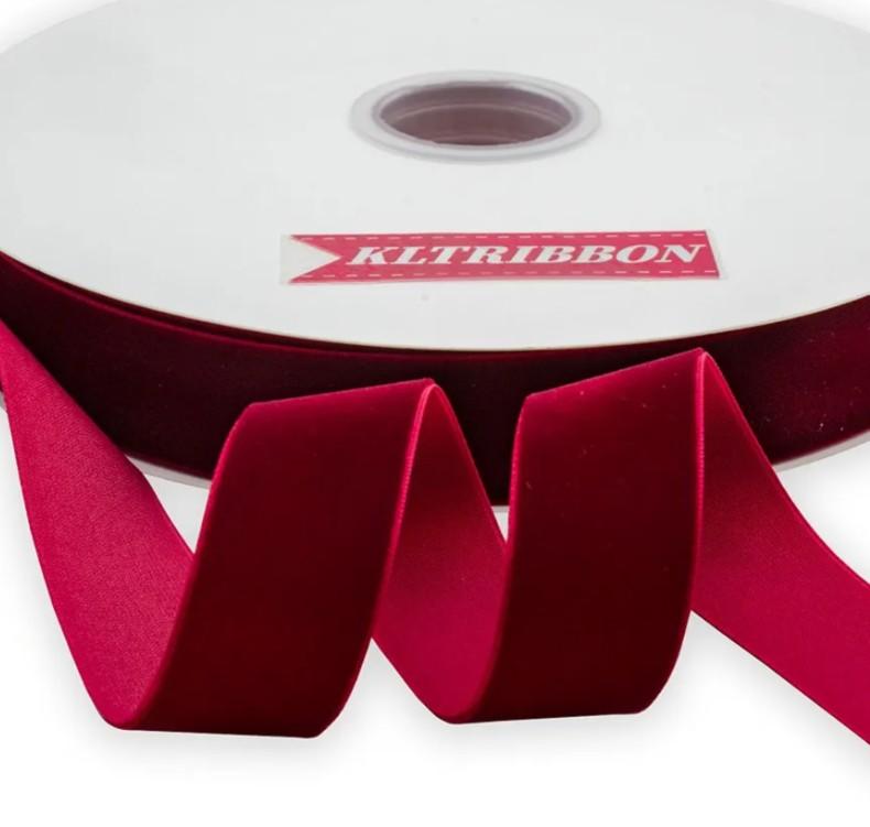 Nylon Velvet Ribbon Single Faced,1 Inch X 25Yards Spool (Hot Red)