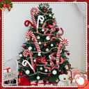 Chiisong 6 Pcs Christmas Tree Decorations Picks 12 Inch Christmas Woolen Bells Candy Curly Pick Xmas Tree Topper Ornaments for Home Office Party Supplies(Red White)
