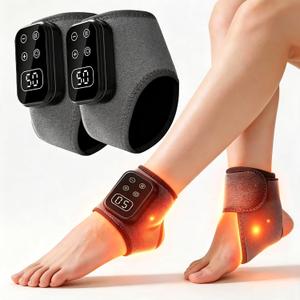 Foot Renew Massager for Neuropathy,4-in-1 Cordless & Portable Foot and Ankle Massager for Heel Warming Wrap Heating Pad Heated Brace Wrap with 5 Vibration Modes & 4 Heat Levels, Portable for Home