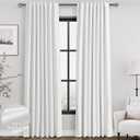 White Linen Blackout Curtains 84 Inches Long 2 Panels for Living Room Back Tab Modern Cotton Textured Pure White Black Out Curtains Heating Blocking Linen Curtain Panels for Bedroom Nursery Kids